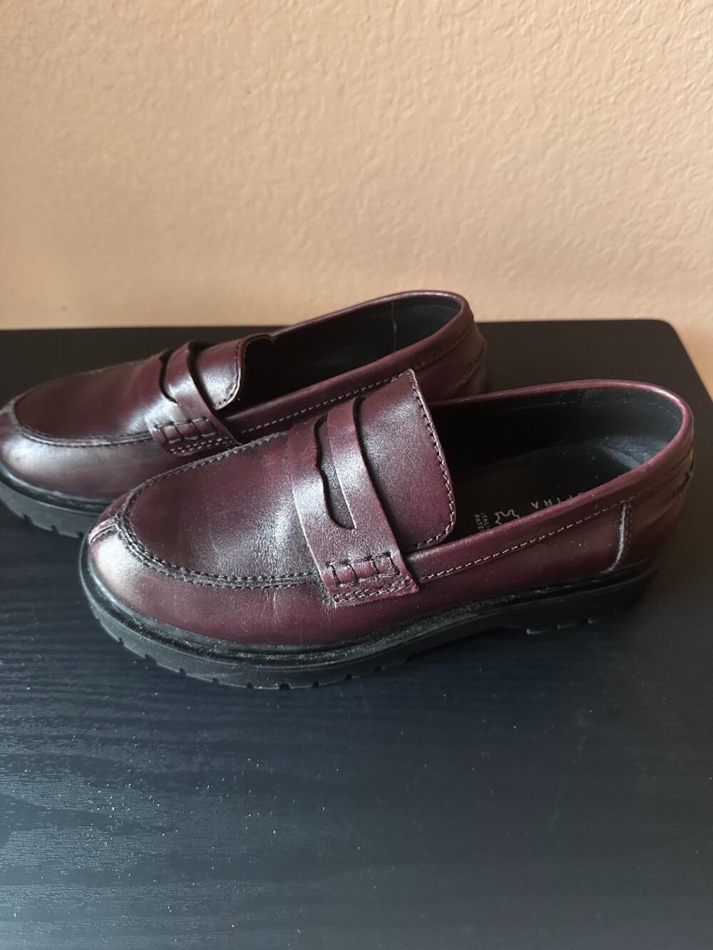 Geox Respira Women’s Leather Penny Loafers Burgundy Wine Red US 6.5 EU 36.5